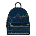 Stock Candlestick And Indicators Print Leather Backpack
