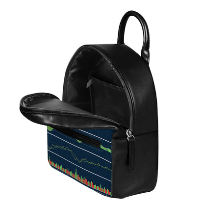 Stock Candlestick And Indicators Print Leather Backpack