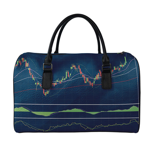 Stock Candlestick And Indicators Print Leather Duffle Bag