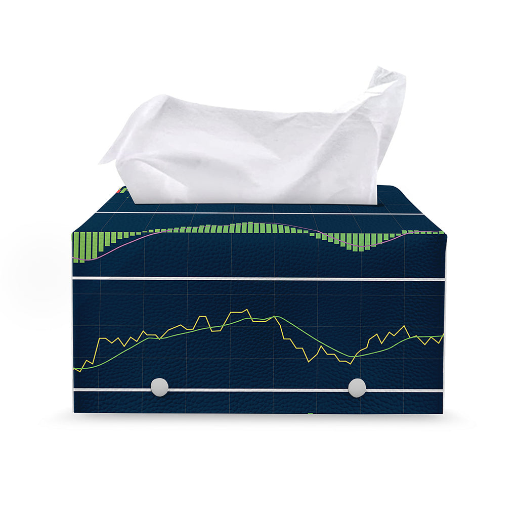 Stock Candlestick And Indicators Print Leather Tissue Box Cover