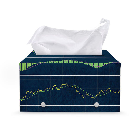Stock Candlestick And Indicators Print Leather Tissue Box Cover