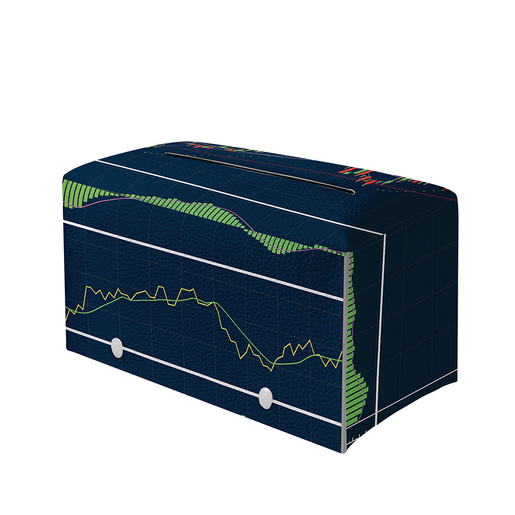 Stock Candlestick And Indicators Print Leather Tissue Box Cover