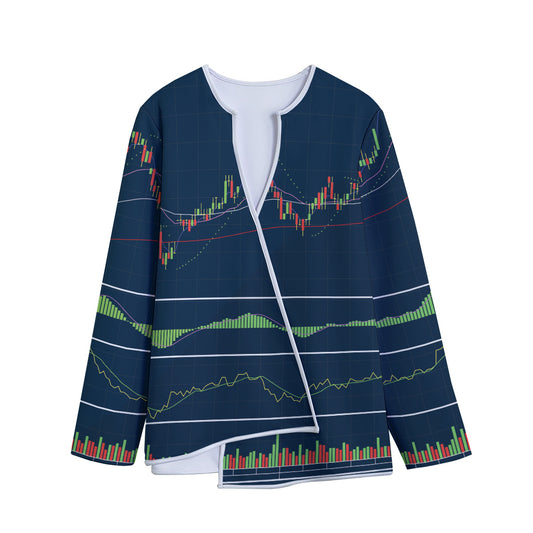 Stock Candlestick And Indicators Print Long Sleeve Short Coat