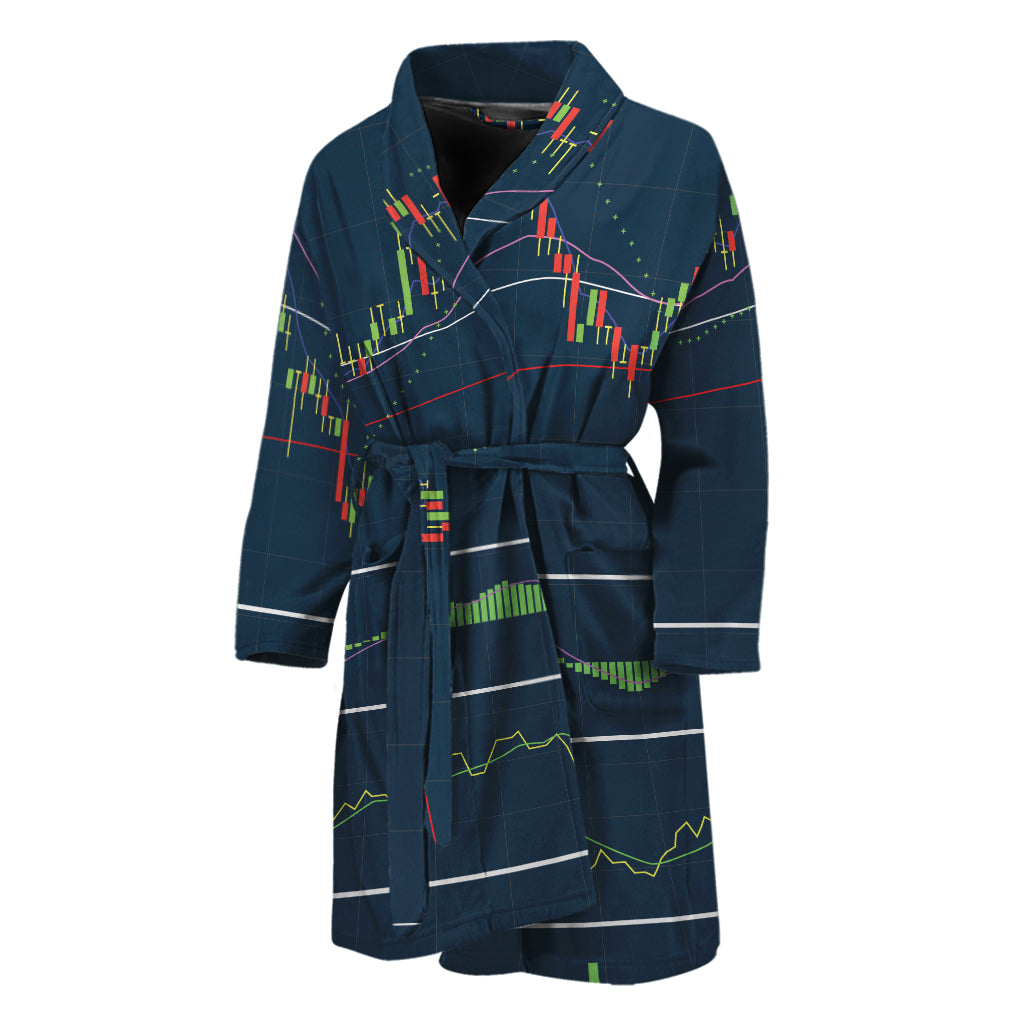 Stock Candlestick And Indicators Print Men's Bathrobe