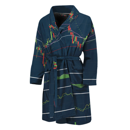 Stock Candlestick And Indicators Print Men's Bathrobe