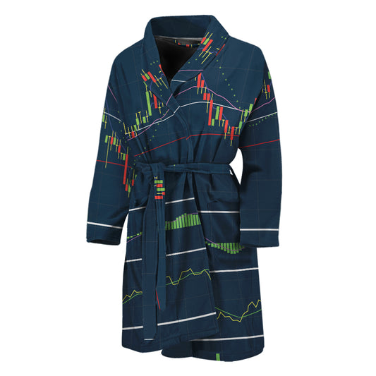 Stock Candlestick And Indicators Print Men's Bathrobe