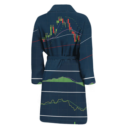 Stock Candlestick And Indicators Print Men's Bathrobe