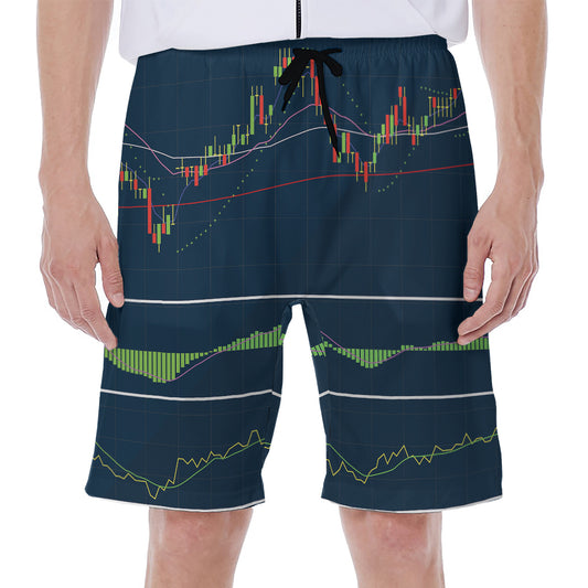 Stock Candlestick And Indicators Print Men's Beach Shorts