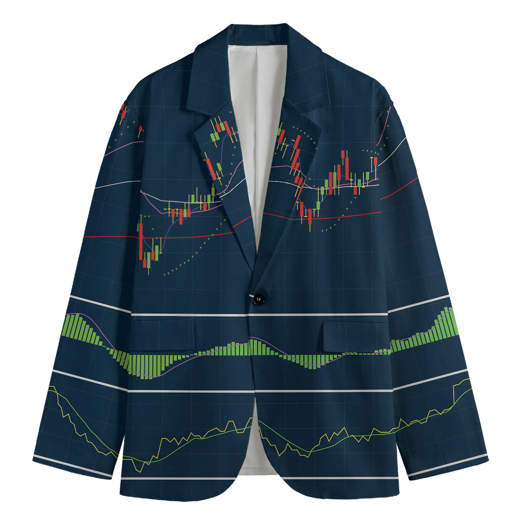 Stock Candlestick And Indicators Print Men's Blazer