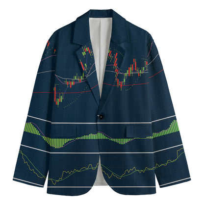 Stock Candlestick And Indicators Print Men's Blazer