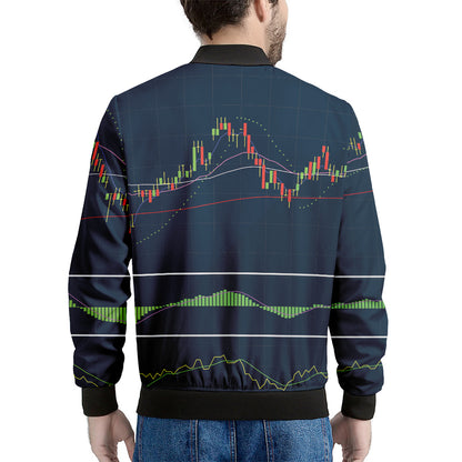 Stock Candlestick And Indicators Print Men's Bomber Jacket