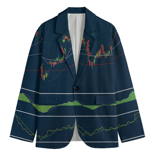 Stock Candlestick And Indicators Print Men's Cotton Blazer