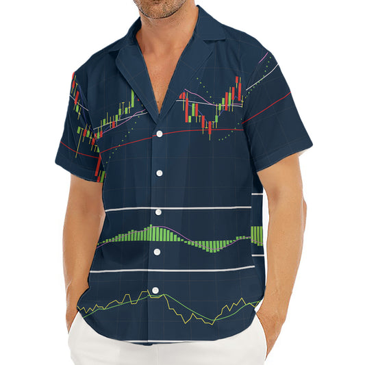 Stock Candlestick And Indicators Print Men's Deep V-Neck Shirt