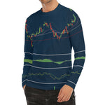 Stock Candlestick And Indicators Print Men's Long Sleeve Rash Guard