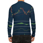 Stock Candlestick And Indicators Print Men's Long Sleeve Rash Guard