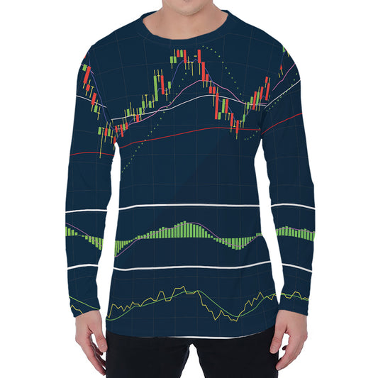 Stock Candlestick And Indicators Print Men's Long Sleeve T-Shirt
