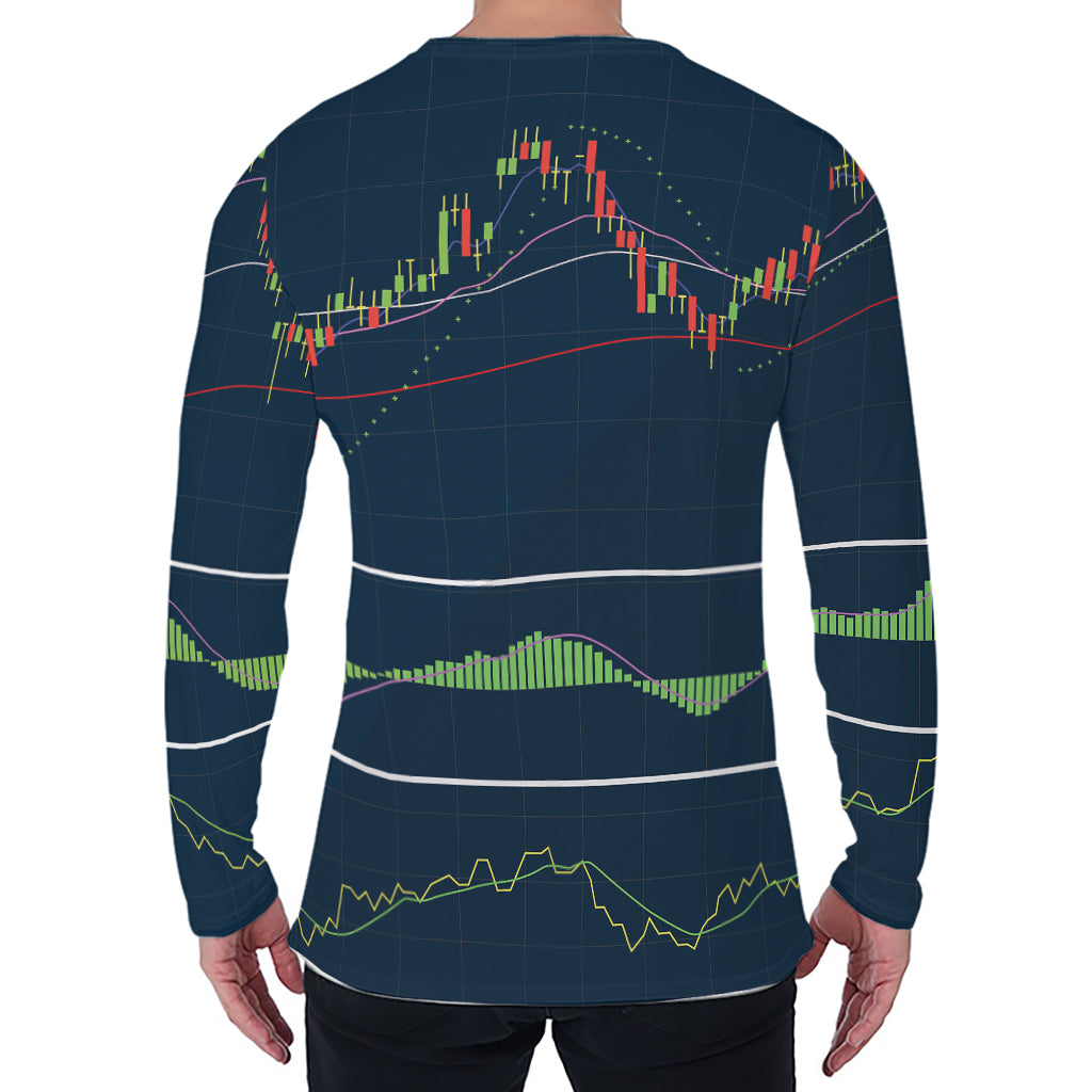 Stock Candlestick And Indicators Print Men's Long Sleeve T-Shirt