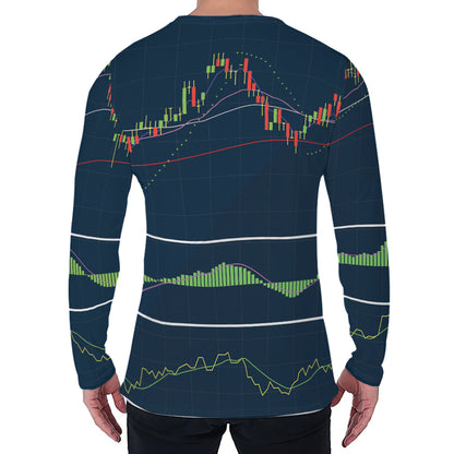 Stock Candlestick And Indicators Print Men's Long Sleeve T-Shirt