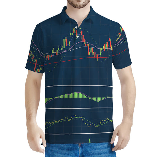 Stock Candlestick And Indicators Print Men's Polo Shirt