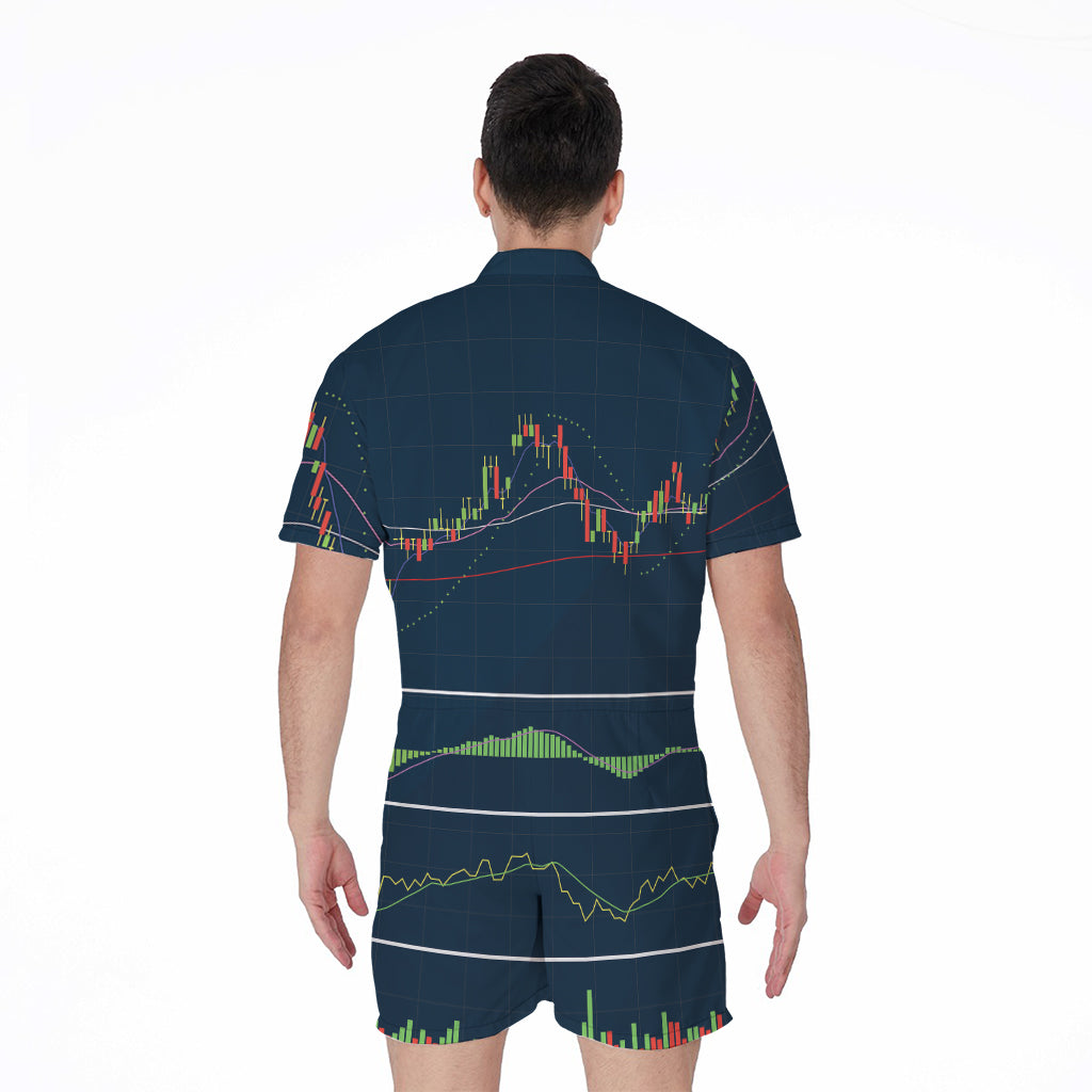 Stock Candlestick And Indicators Print Men's Rompers