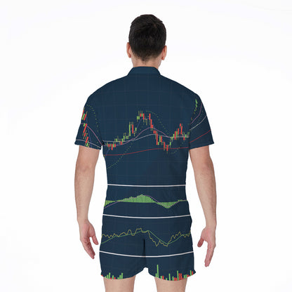 Stock Candlestick And Indicators Print Men's Rompers