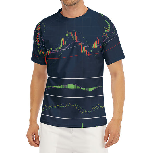 Stock Candlestick And Indicators Print Men's Short Sleeve Rash Guard