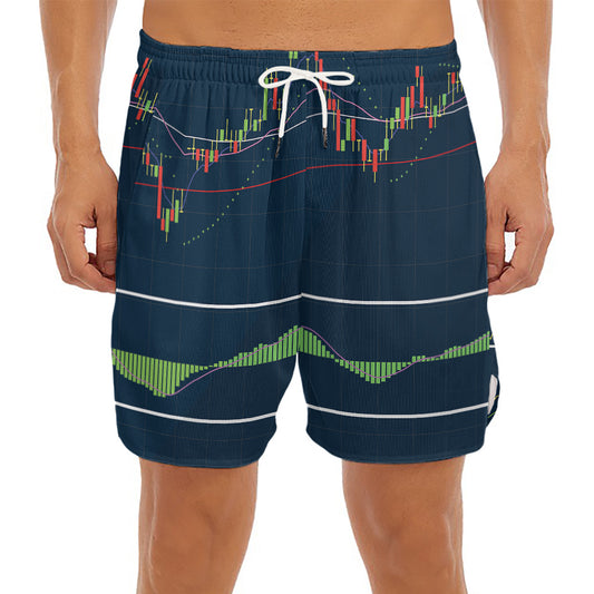 Stock Candlestick And Indicators Print Men's Split Running Shorts