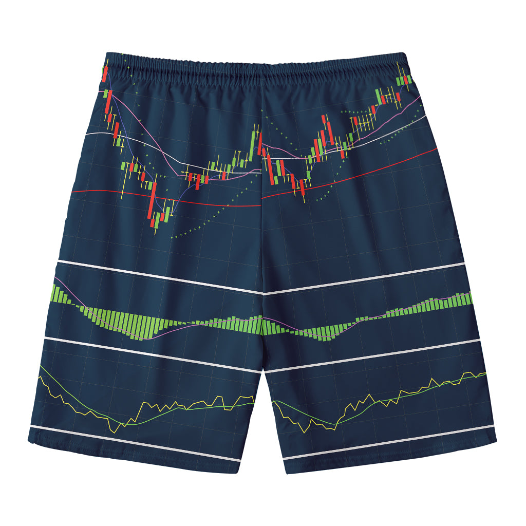 Stock Candlestick And Indicators Print Men's Swim Trunks