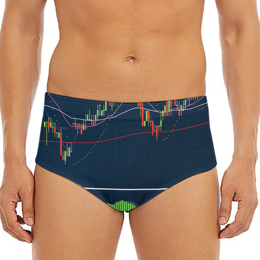 Stock Candlestick And Indicators Print Men's Triangle Swim Briefs
