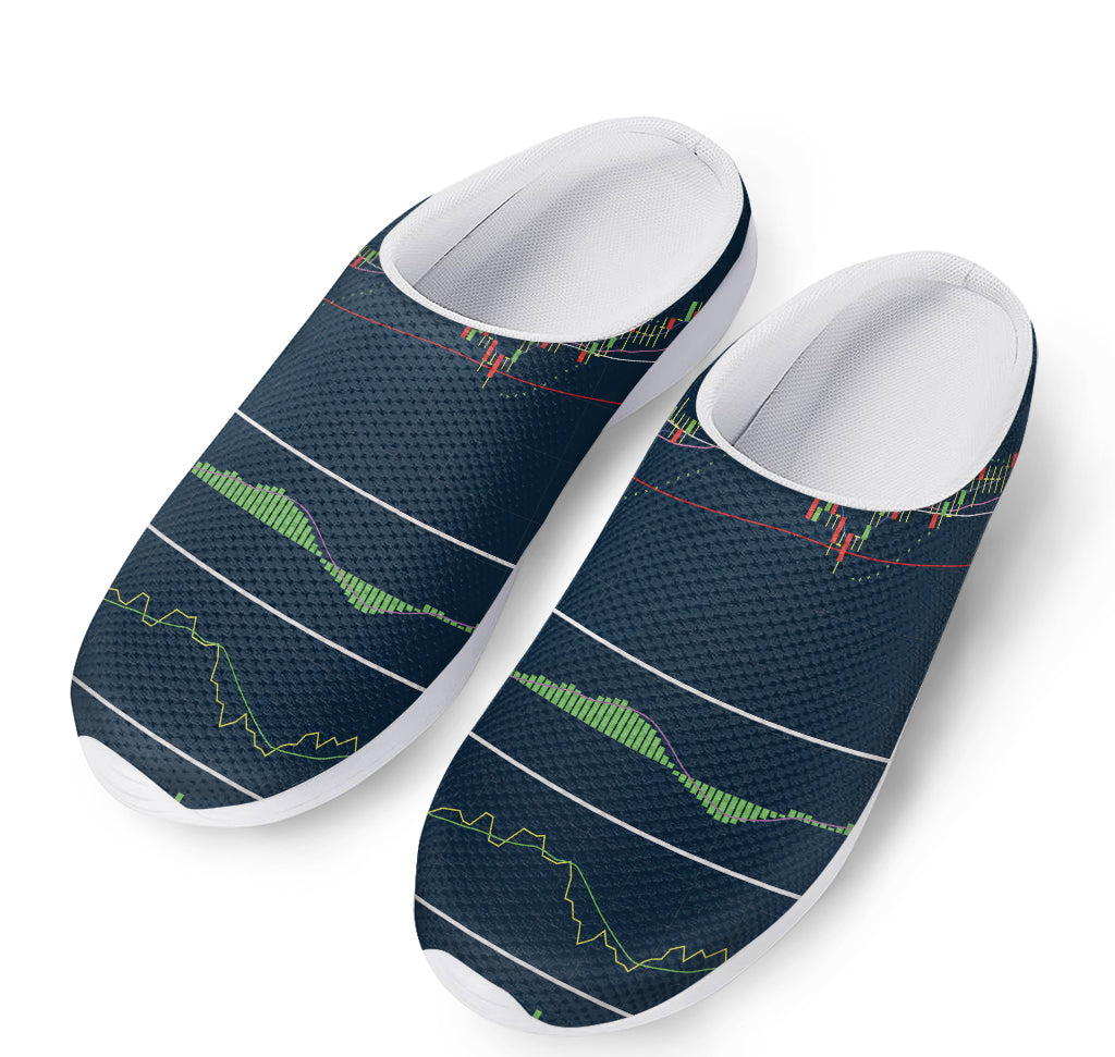 Stock Candlestick And Indicators Print Mesh Casual Shoes