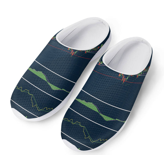 Stock Candlestick And Indicators Print Mesh Casual Shoes