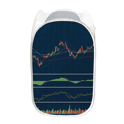 Stock Candlestick And Indicators Print Mesh Laundry Hamper
