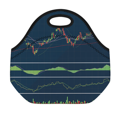 Stock Candlestick And Indicators Print Neoprene Lunch Bag