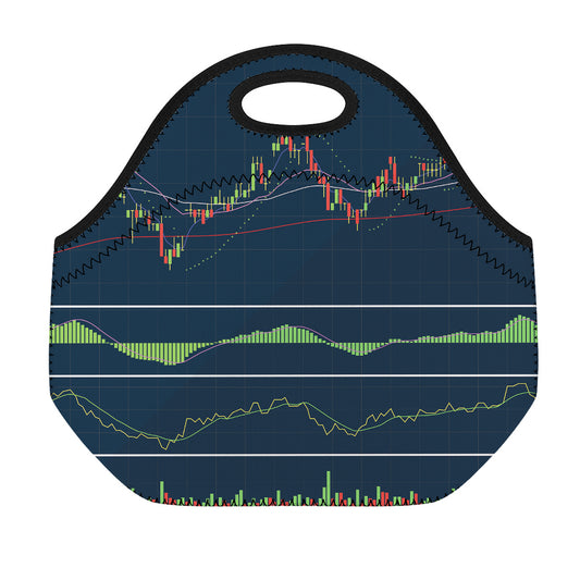 Stock Candlestick And Indicators Print Neoprene Lunch Bag