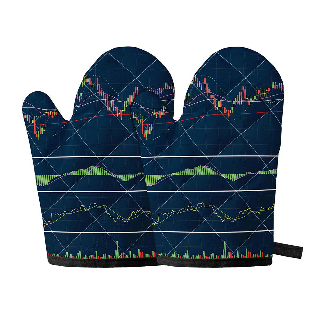Stock Candlestick And Indicators Print Oven Mitts