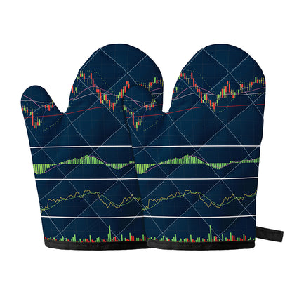 Stock Candlestick And Indicators Print Oven Mitts