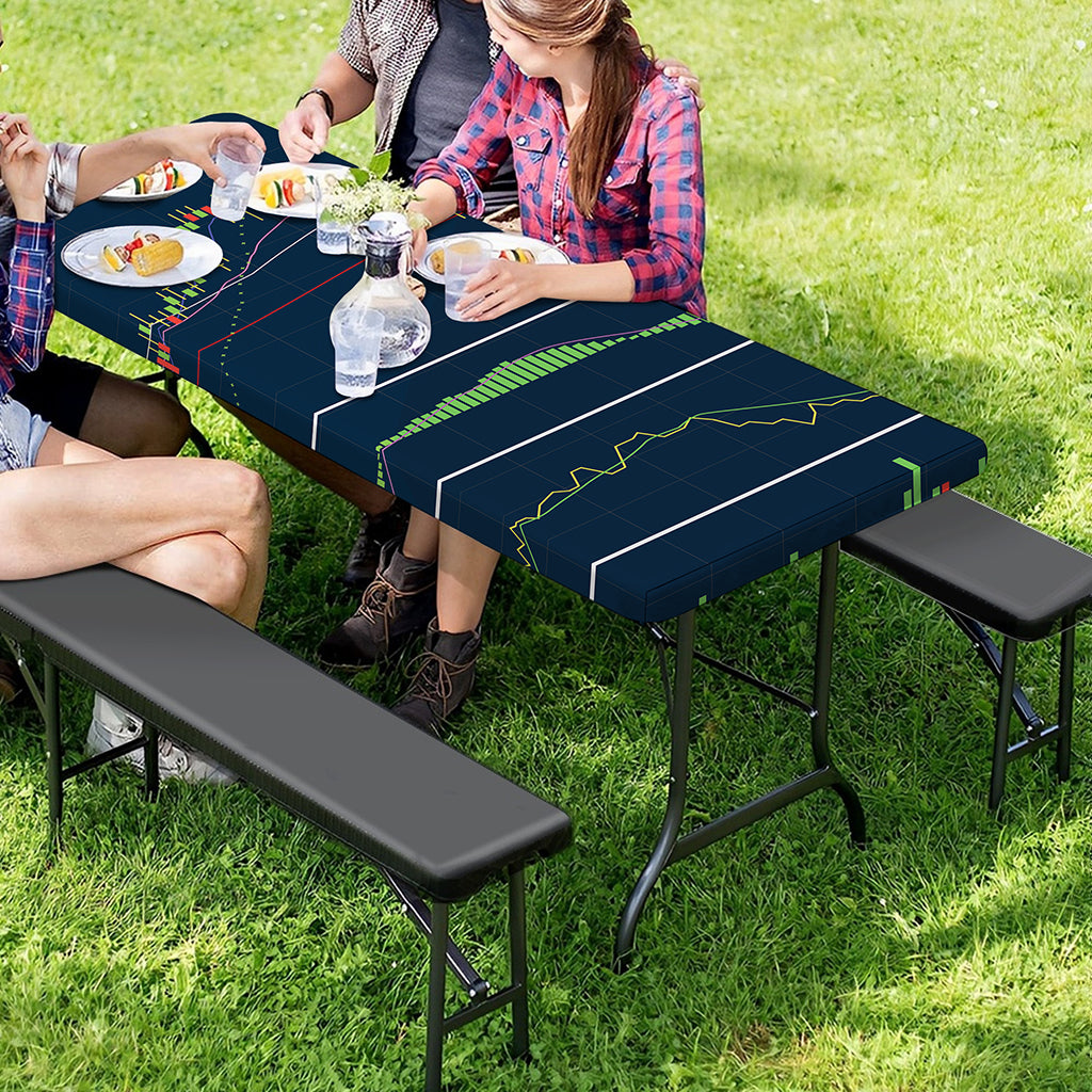 Stock Candlestick And Indicators Print Picnic Table Cover