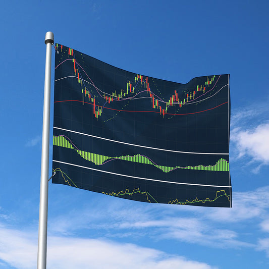 Stock Candlestick And Indicators Print Polyester Flag