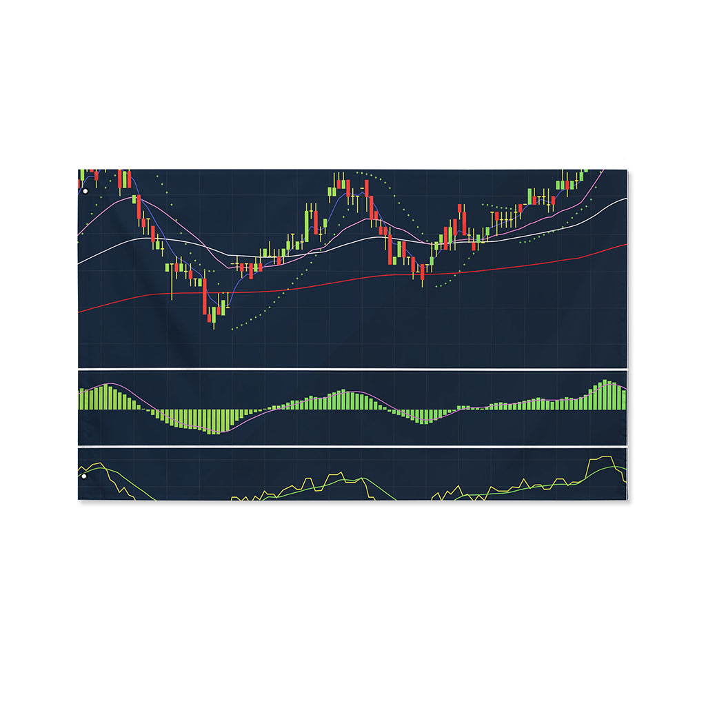Stock Candlestick And Indicators Print Polyester Flag