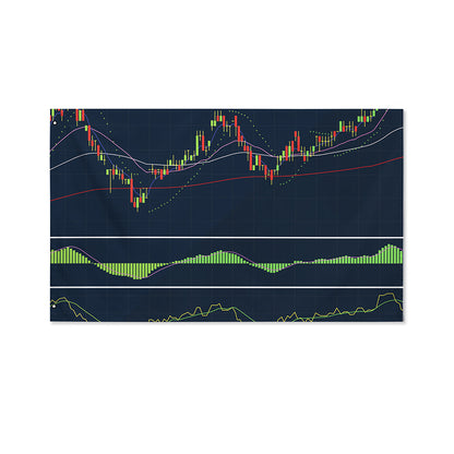 Stock Candlestick And Indicators Print Polyester Flag