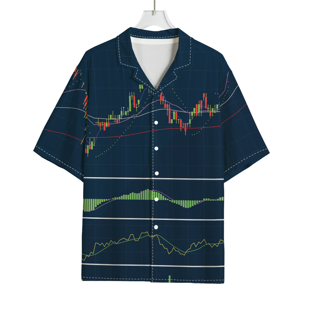 Stock Candlestick And Indicators Print Rayon Hawaiian Shirt