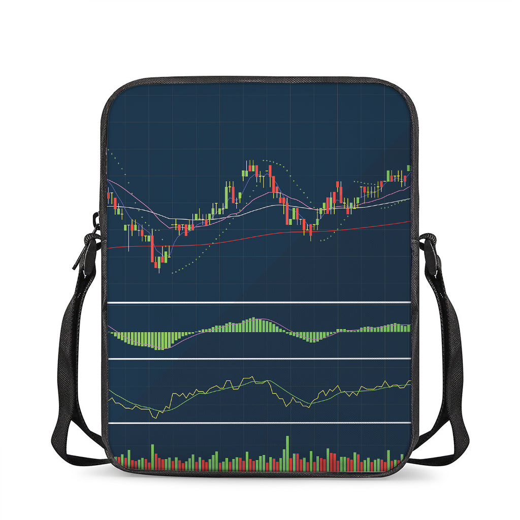 Stock Candlestick And Indicators Print Rectangular Crossbody Bag