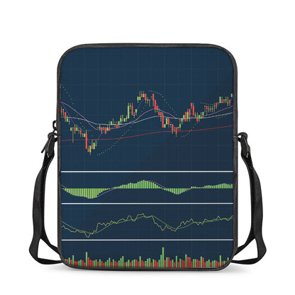 Stock Candlestick And Indicators Print Rectangular Crossbody Bag