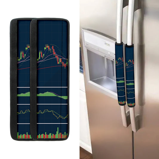 Stock Candlestick And Indicators Print Refrigerator Handle Covers