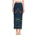Stock Candlestick And Indicators Print Side Slit Maxi Skirt