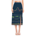 Stock Candlestick And Indicators Print Side Slit Midi Skirt