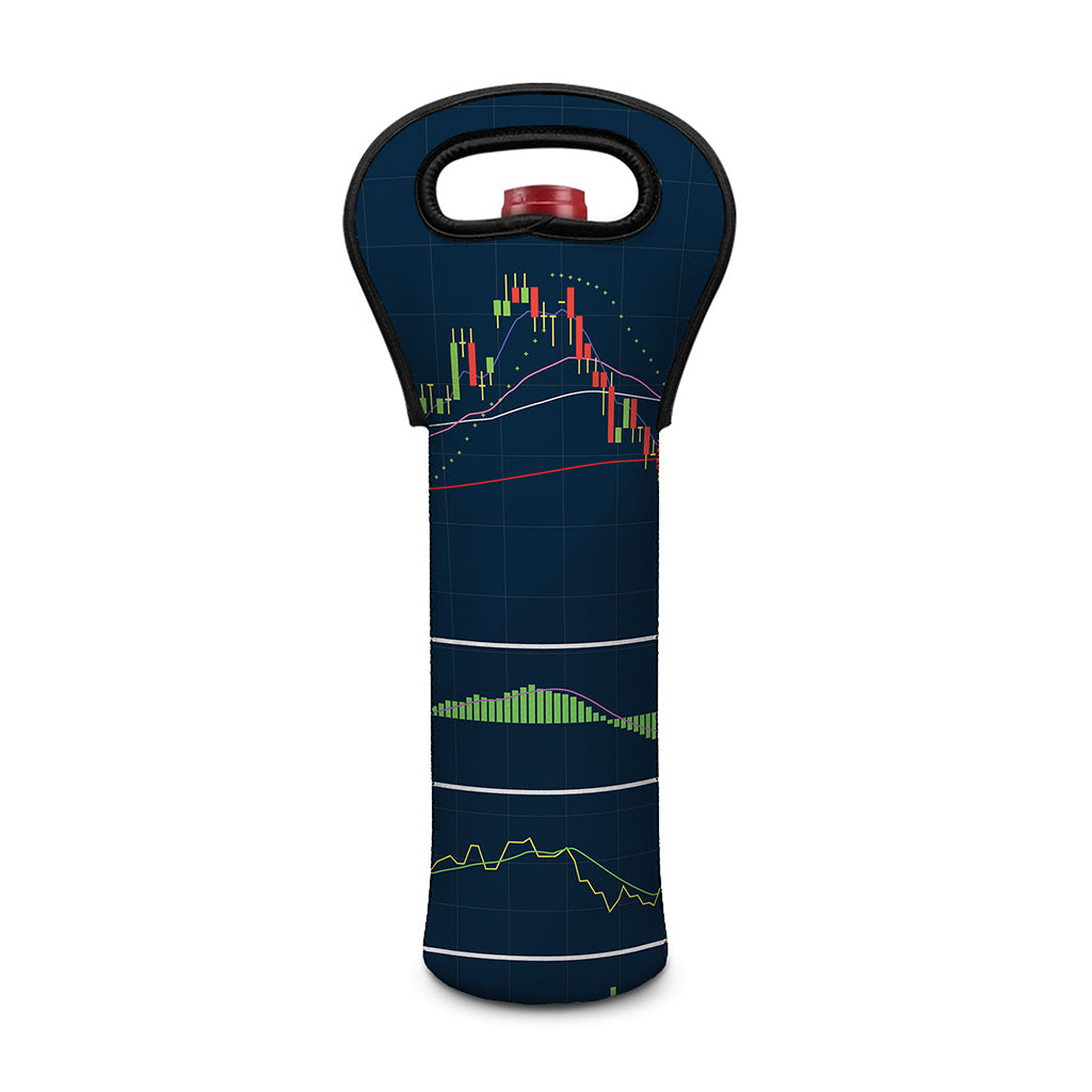 Stock Candlestick And Indicators Print Single Neoprene Wine Tote