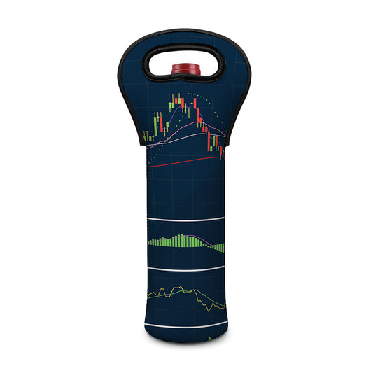 Stock Candlestick And Indicators Print Single Neoprene Wine Tote