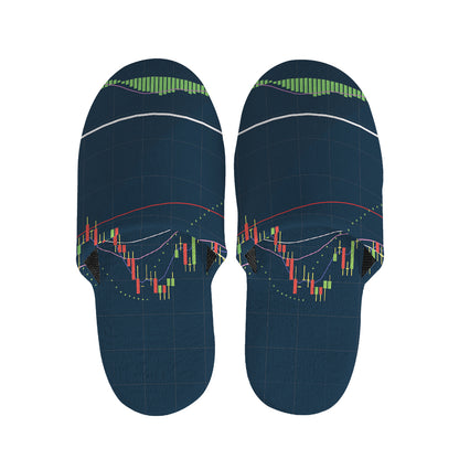 Stock Candlestick And Indicators Print Slippers