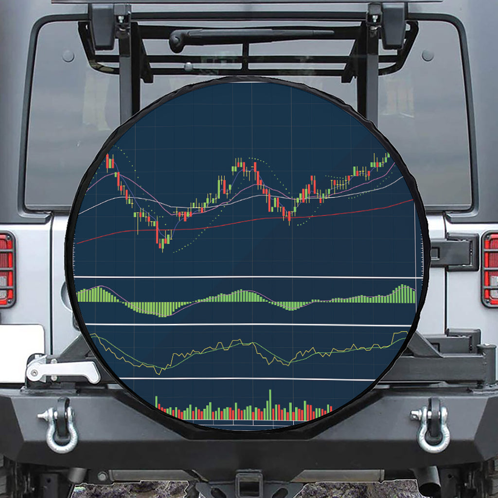 Stock Candlestick And Indicators Print Tire Cover